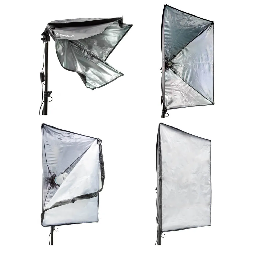 105W EzyLite Twin Softbox Photo Studio Set Light Bulbs Lamp