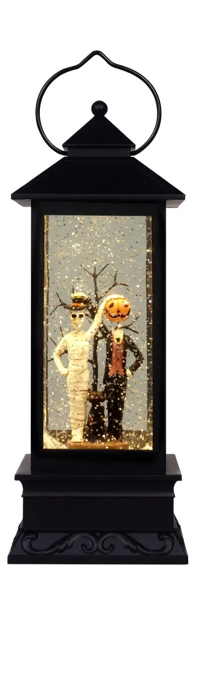 12" Enchanted Halloween Jack-O-Lantern Light Up Glitter Lantern Mummy Couple, Skeleton, Headless Horseman, Grim Reaper