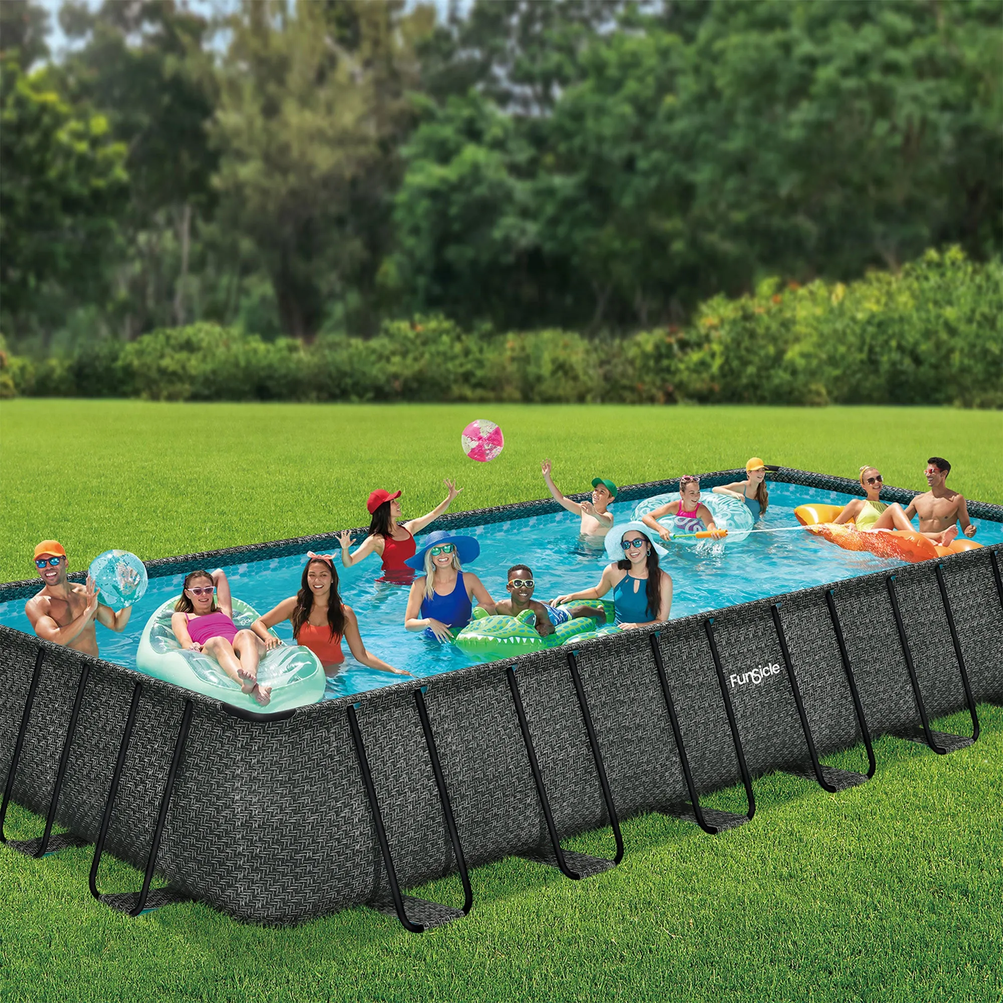 24ft x 12ft x 52in Oasis Designer Rectangle Lap Pool, Dark Herringbone(Open Box)