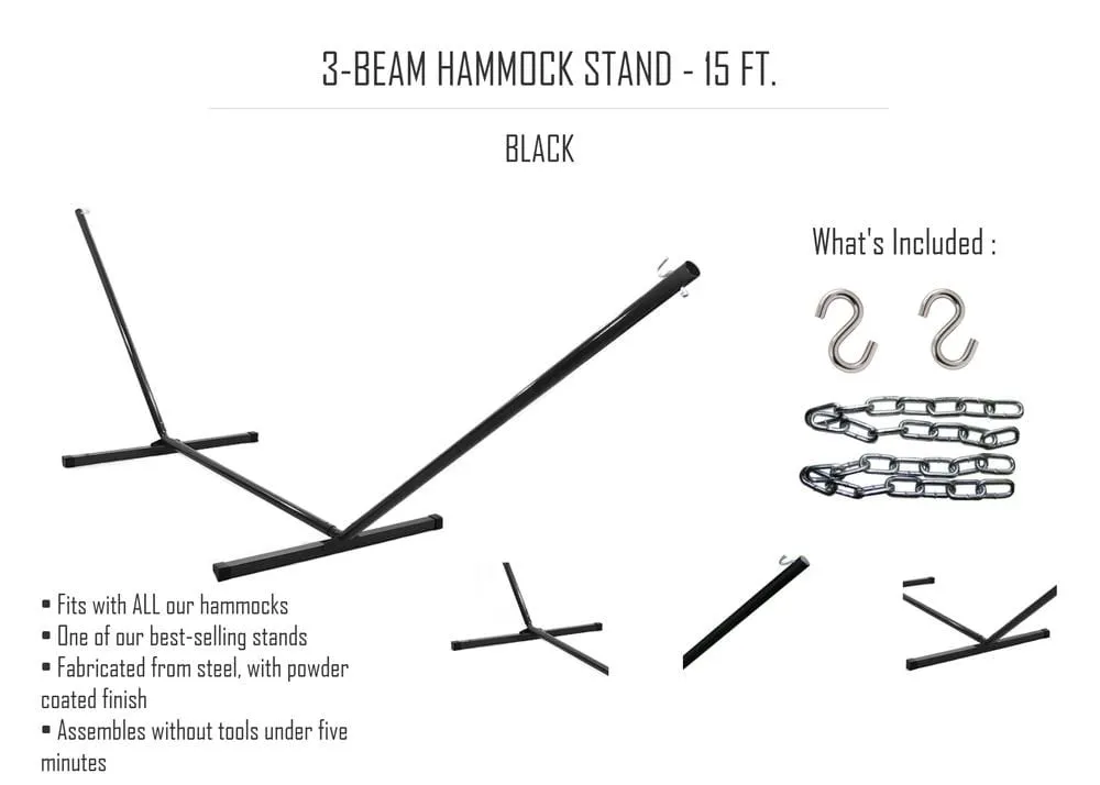 3-Beam Hammock Stand - 15 ft.