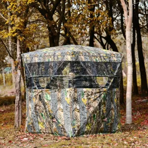 3 Person Portable Hunting Blind with Mesh Window and Ground Stakes-Size 2