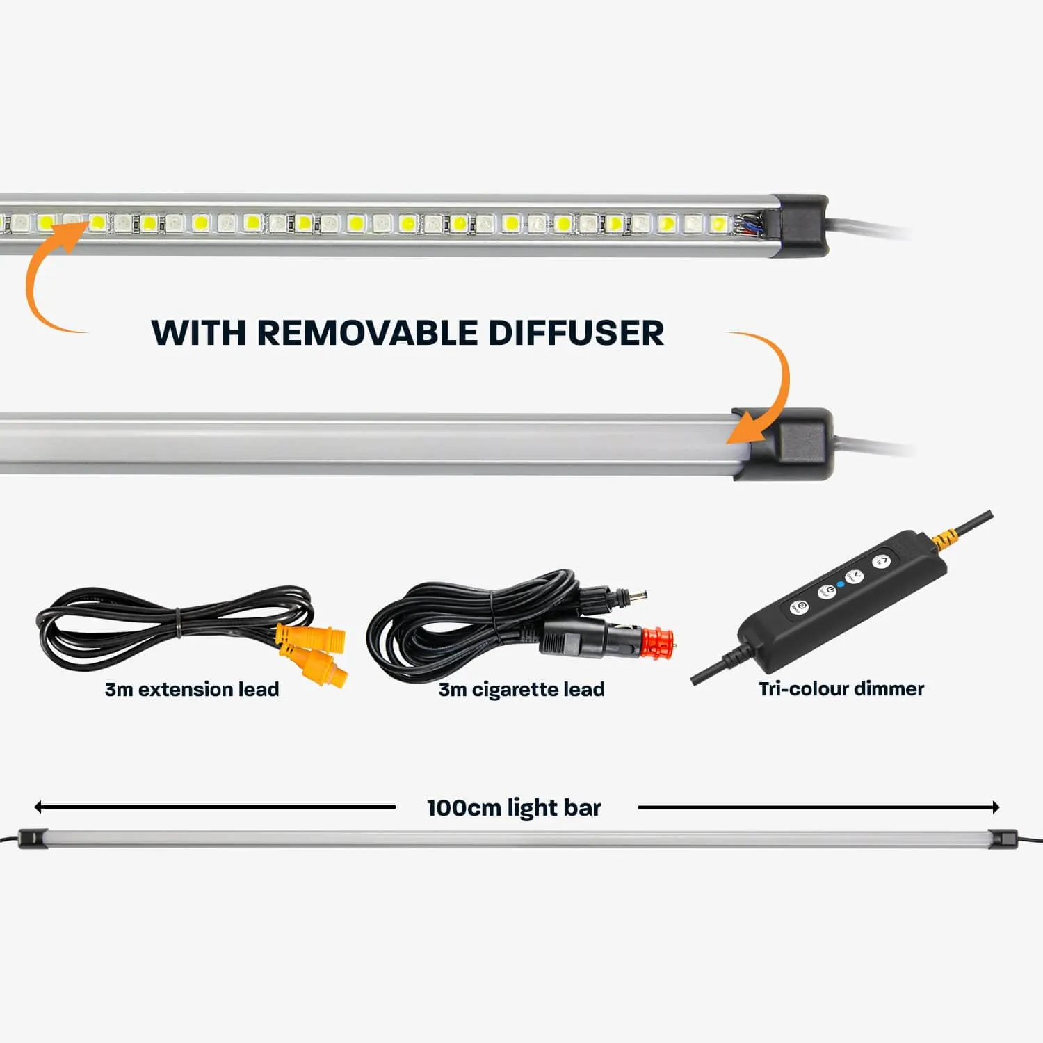 39" LED Camping Light Bar by Hard Korr - Orange & White Dimmable