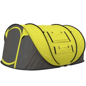 4-5 Person Pop-up Camping Tent Waterproof Family Tent w/ 2 Mesh Windows & PVC Windows Portable Carry Bag for Outdoor Trip, Yellow