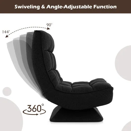 5-Level Adjustable 360° Swivel Floor Chair with Massage Pillow-Black