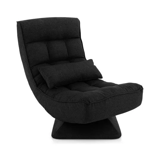 5-Level Adjustable 360° Swivel Floor Chair with Massage Pillow-Black