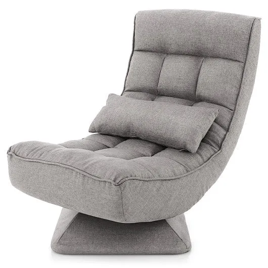 5-Level Adjustable 360° Swivel Floor Chair with Massage Pillow-Gray