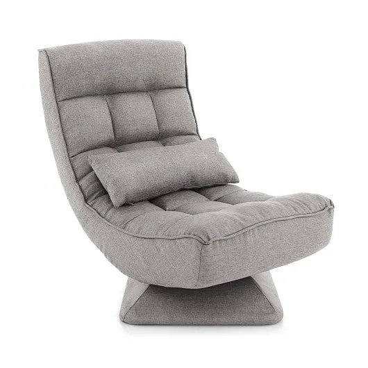 5-Level Adjustable 360° Swivel Floor Chair with Massage Pillow-Gray