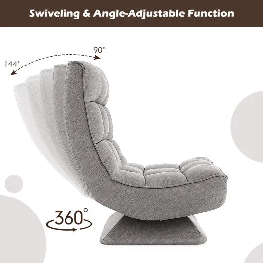 5-Level Adjustable 360° Swivel Floor Chair with Massage Pillow-Gray