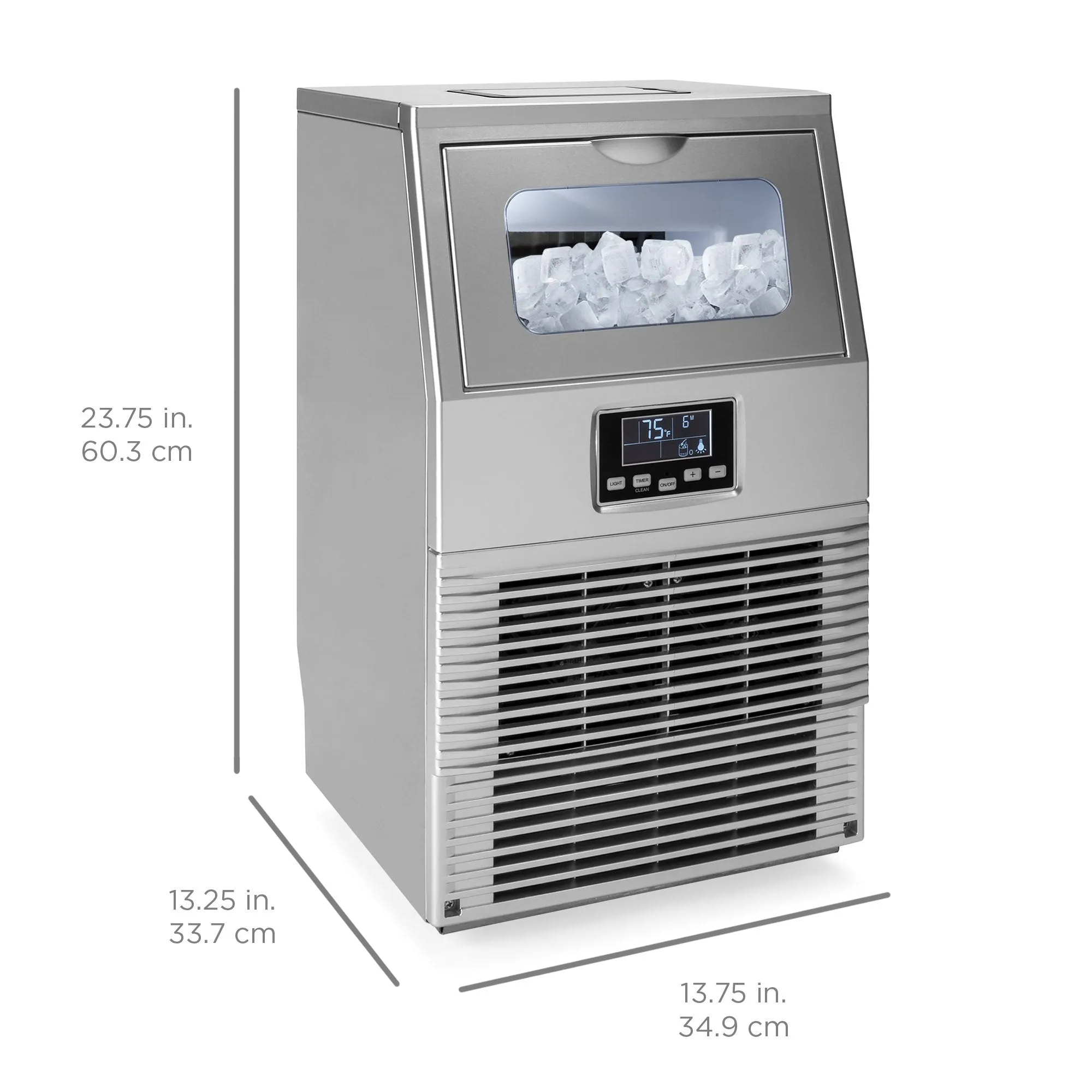 66lb/24hr Automatic Portable Stainless-Steel Ice Maker Machine w/ Ice Scoop