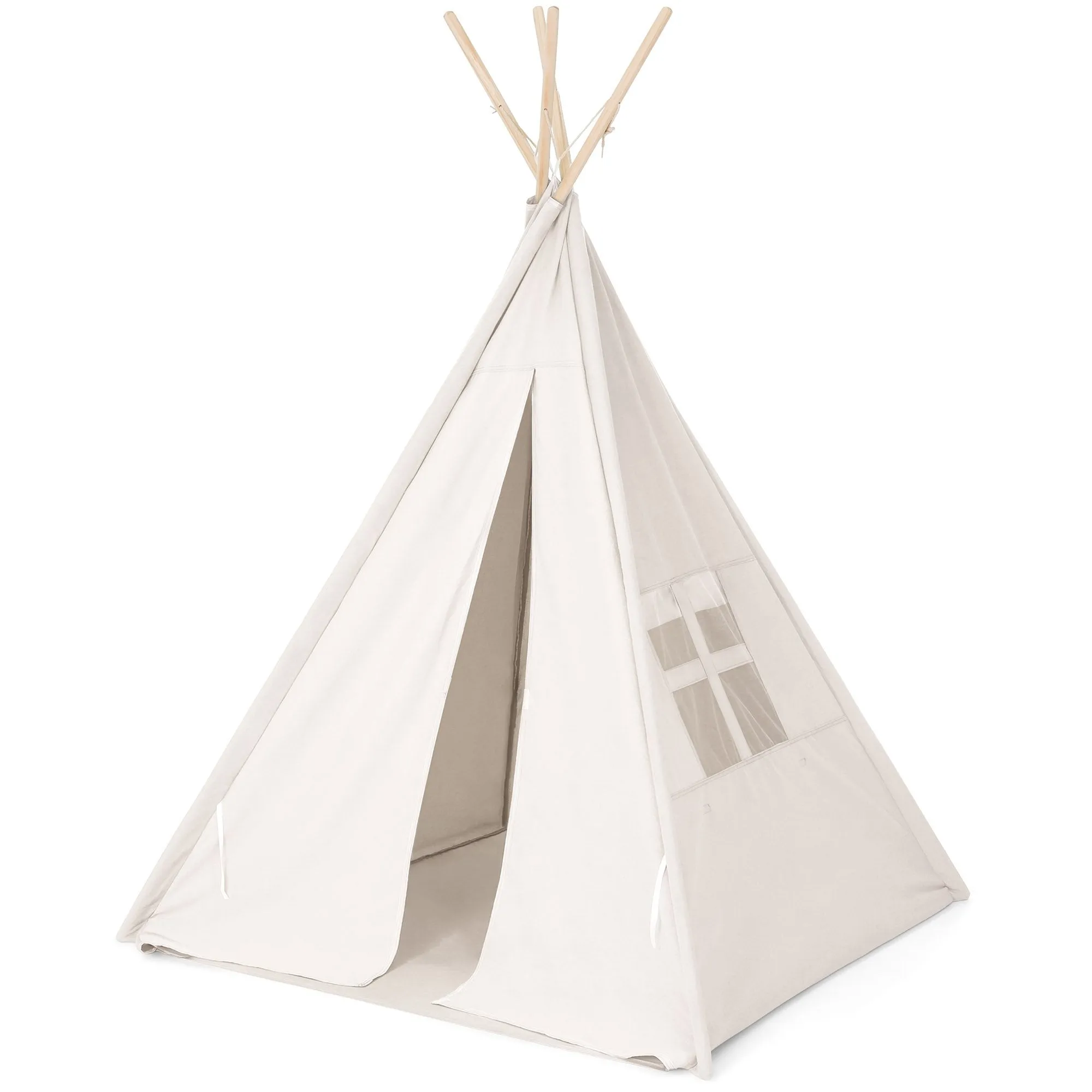 6ft Kids Pretend Cotton Teepee Play Tent w/ Mesh Window, Carrying Case