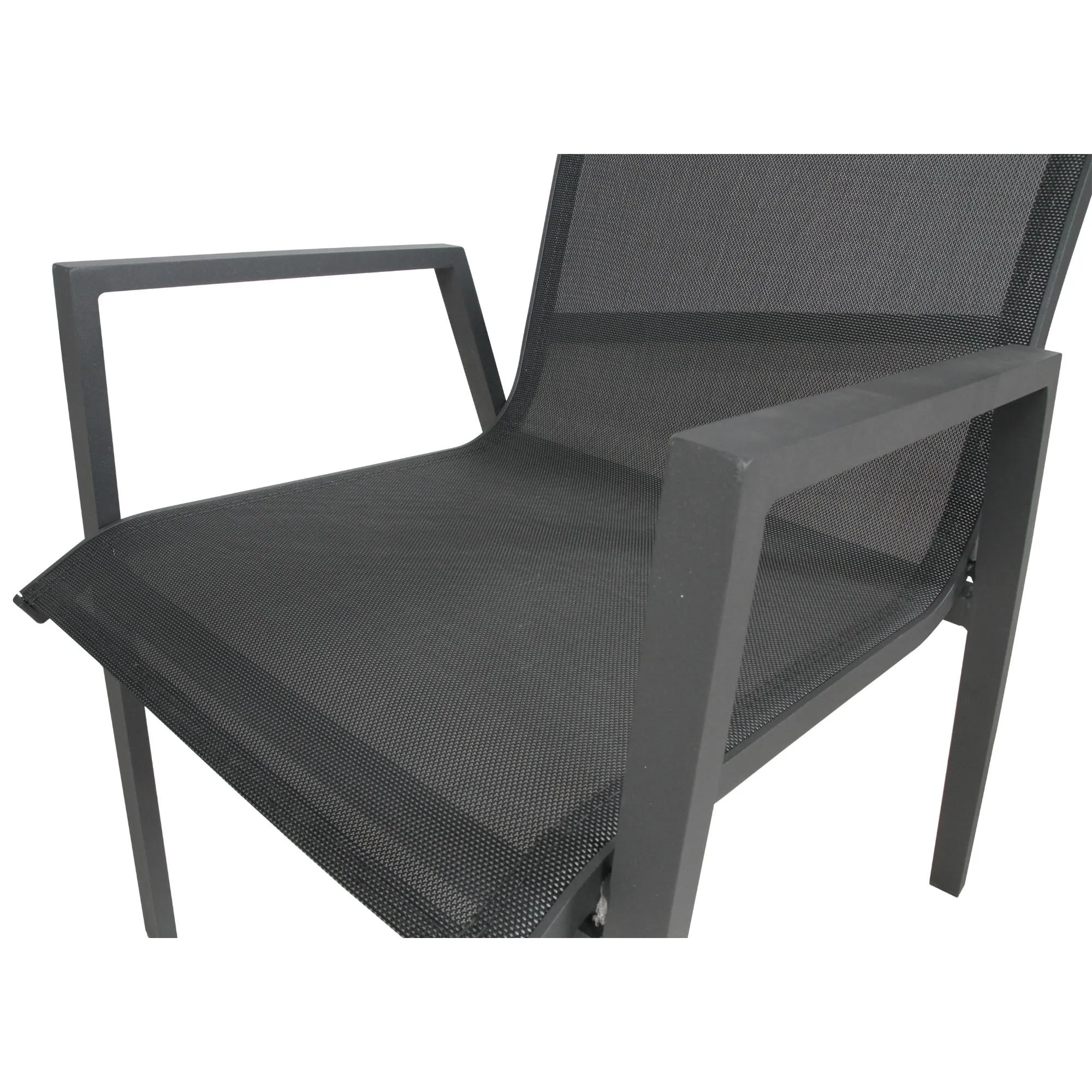 8pc Aluminium Outdoor Dining Chair Set, Stackable, Charcoal