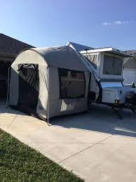 A-Frame Teardrop Trailer Side Tent Silver / Black Trim