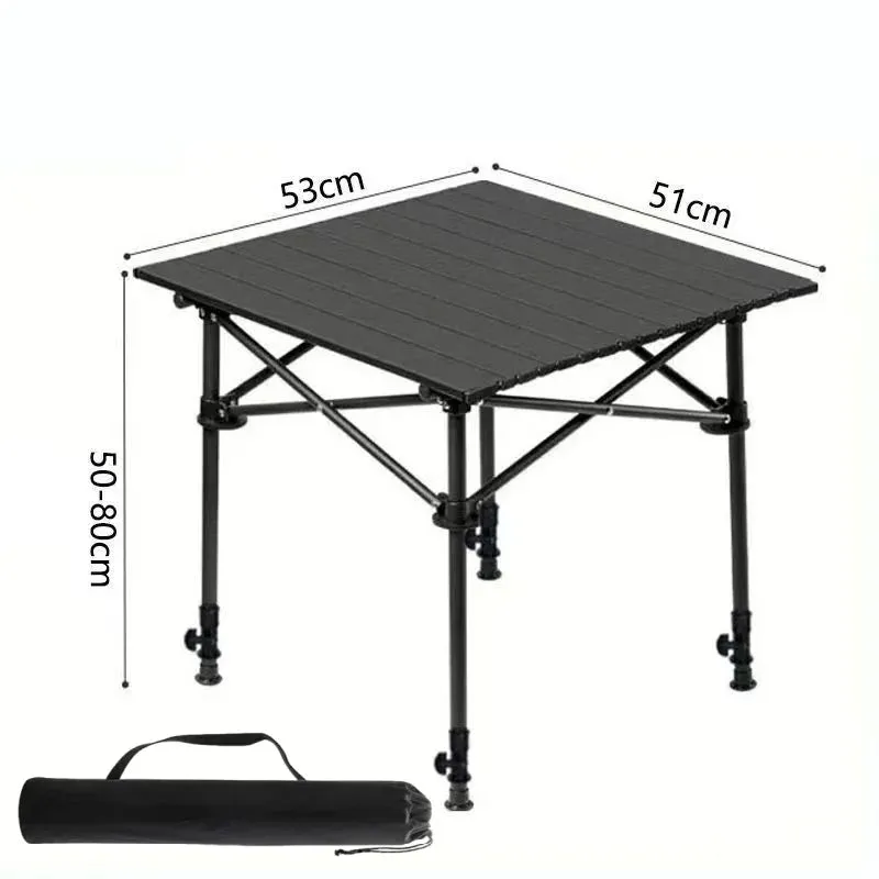 Adjustable Height Camping Table All-terrain Outdoor Folding Table Garden Coffee Table Portable Roll Table For Picnic Barbecue