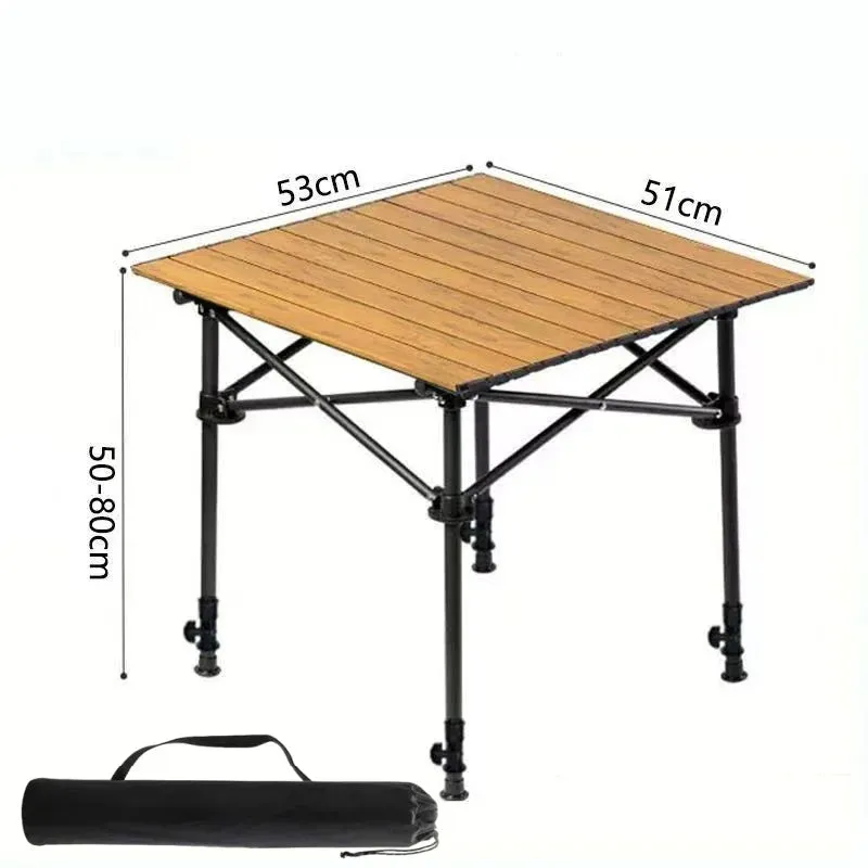 Adjustable Height Camping Table All-terrain Outdoor Folding Table Garden Coffee Table Portable Roll Table For Picnic Barbecue