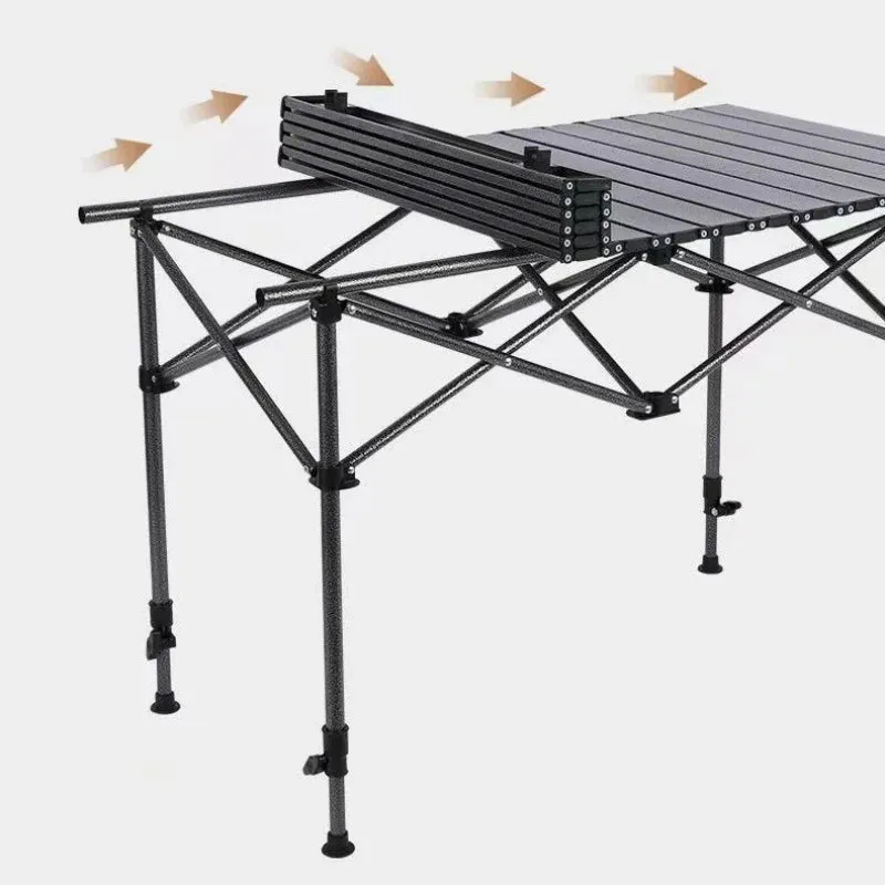 Adjustable Height Camping Table All-terrain Outdoor Folding Table Garden Coffee Table Portable Roll Table For Picnic Barbecue