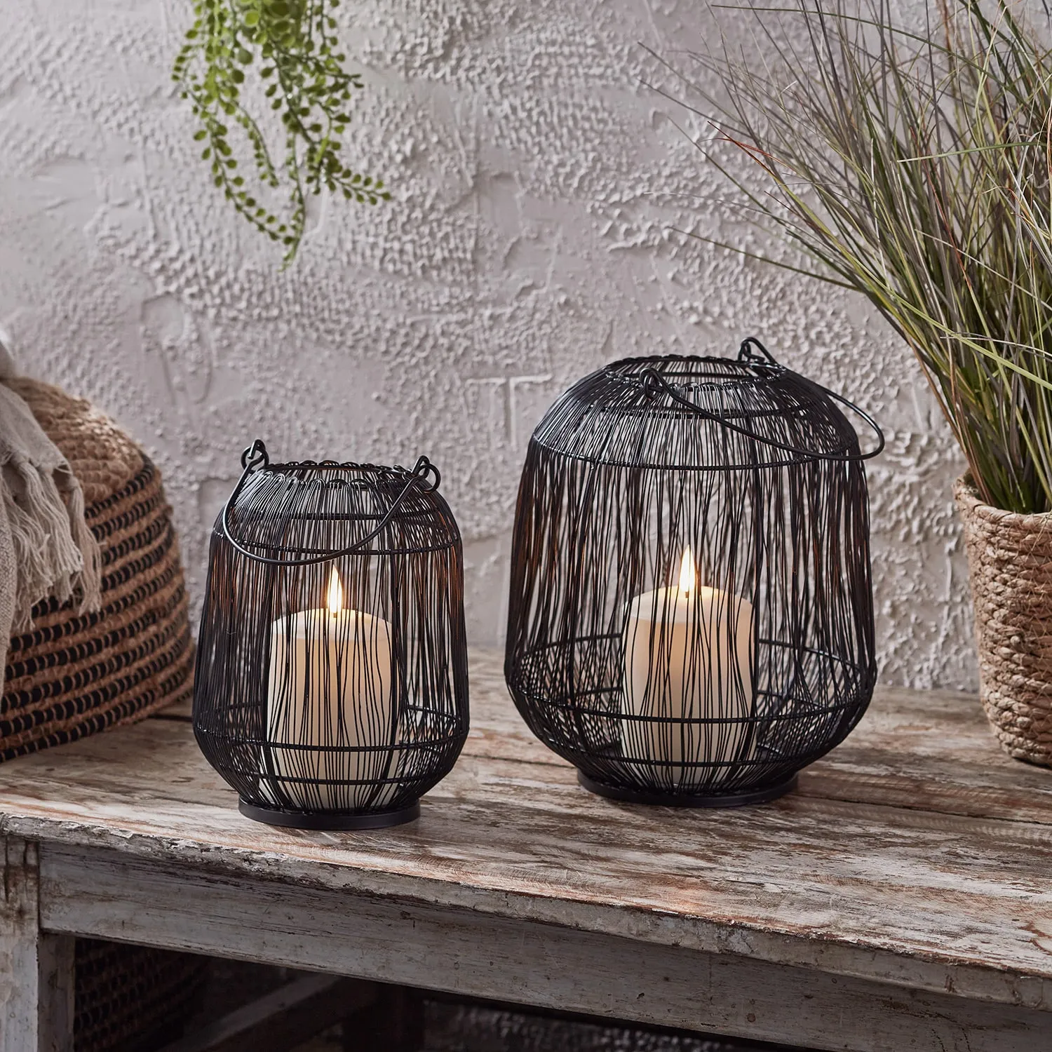 Antonio Black Garden Lantern Duo with TruGlow® Candles