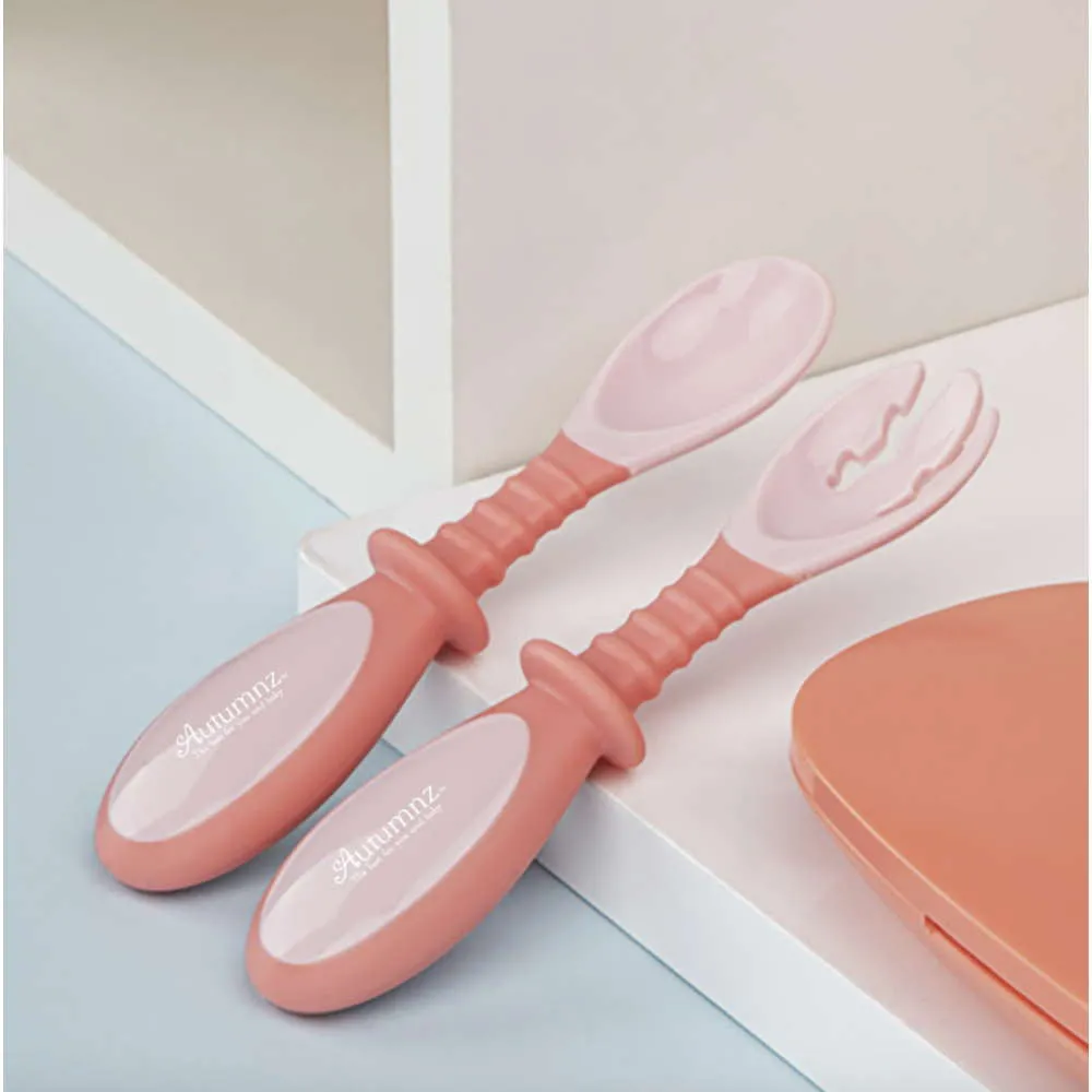 Autumnz Bendable Spoon   Fork Set - Blue/Pink (6m )