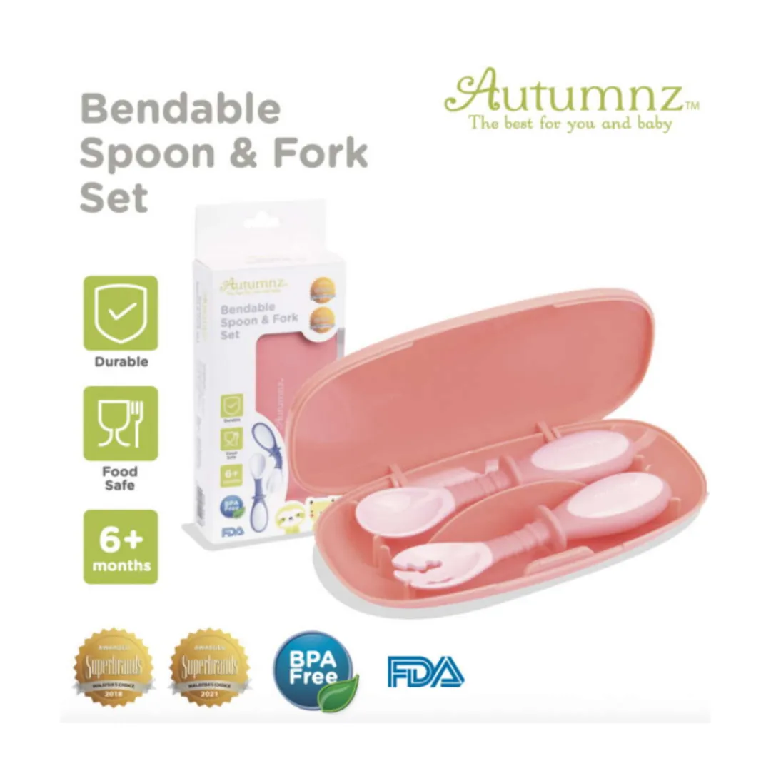 Autumnz Bendable Spoon   Fork Set - Blue/Pink (6m )