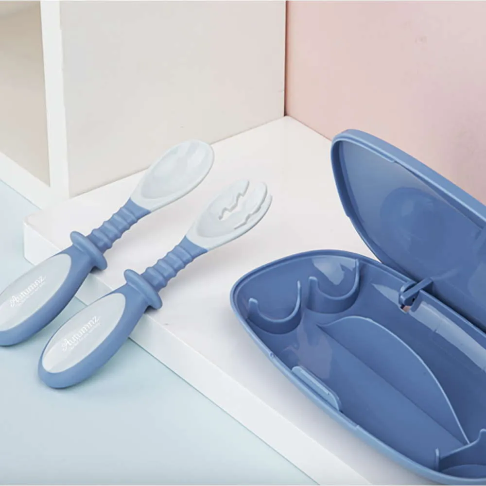 Autumnz Bendable Spoon   Fork Set - Blue/Pink (6m )