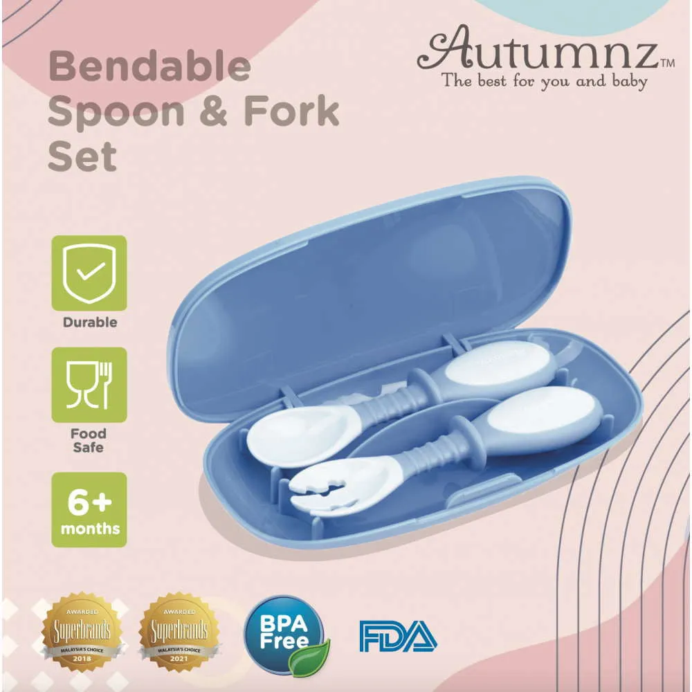 Autumnz Bendable Spoon   Fork Set - Blue/Pink (6m )