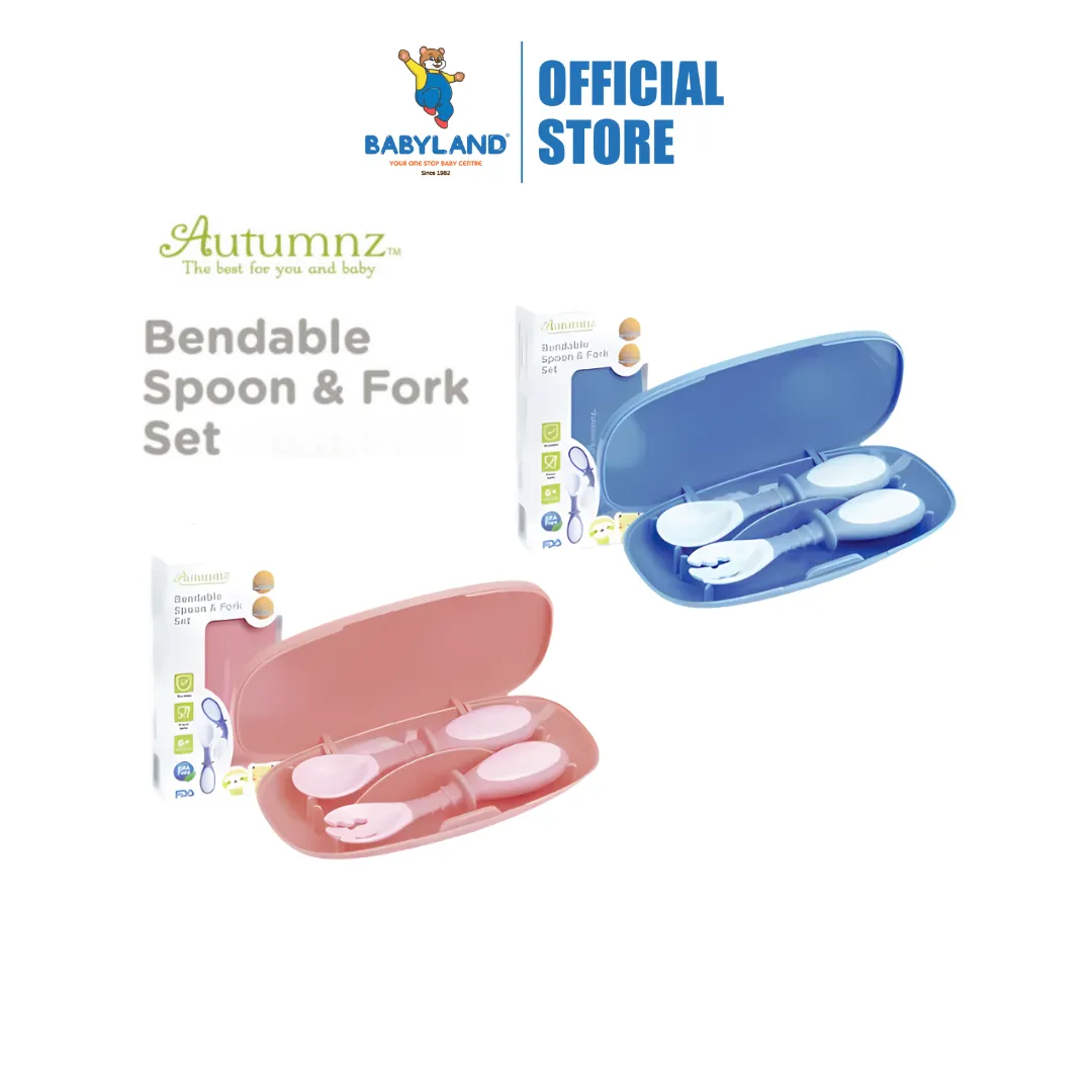 Autumnz Bendable Spoon   Fork Set - Blue/Pink (6m )