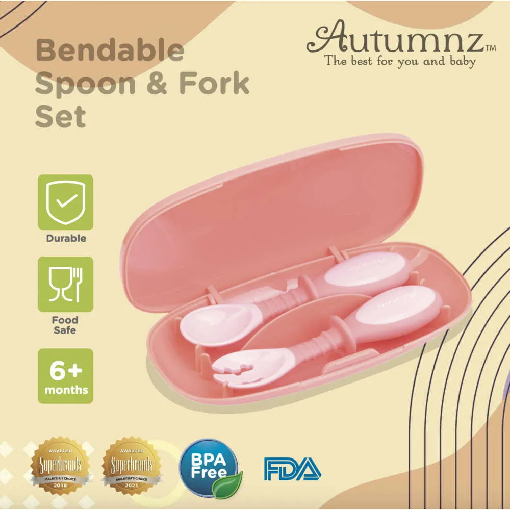 Autumnz Bendable Spoon   Fork Set - Blue/Pink (6m )