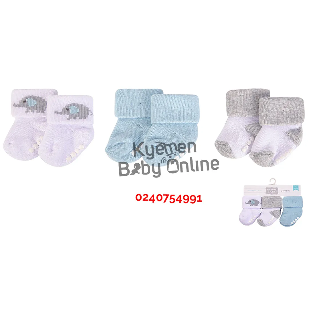 Baby Socks 3 Pairs (Hudson Baby) Elephant