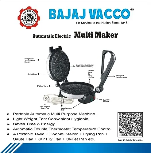 BAJAJ VACCO® Automatic MultipurposeChapati – Multi Maker, 900 WattageCMM – 01