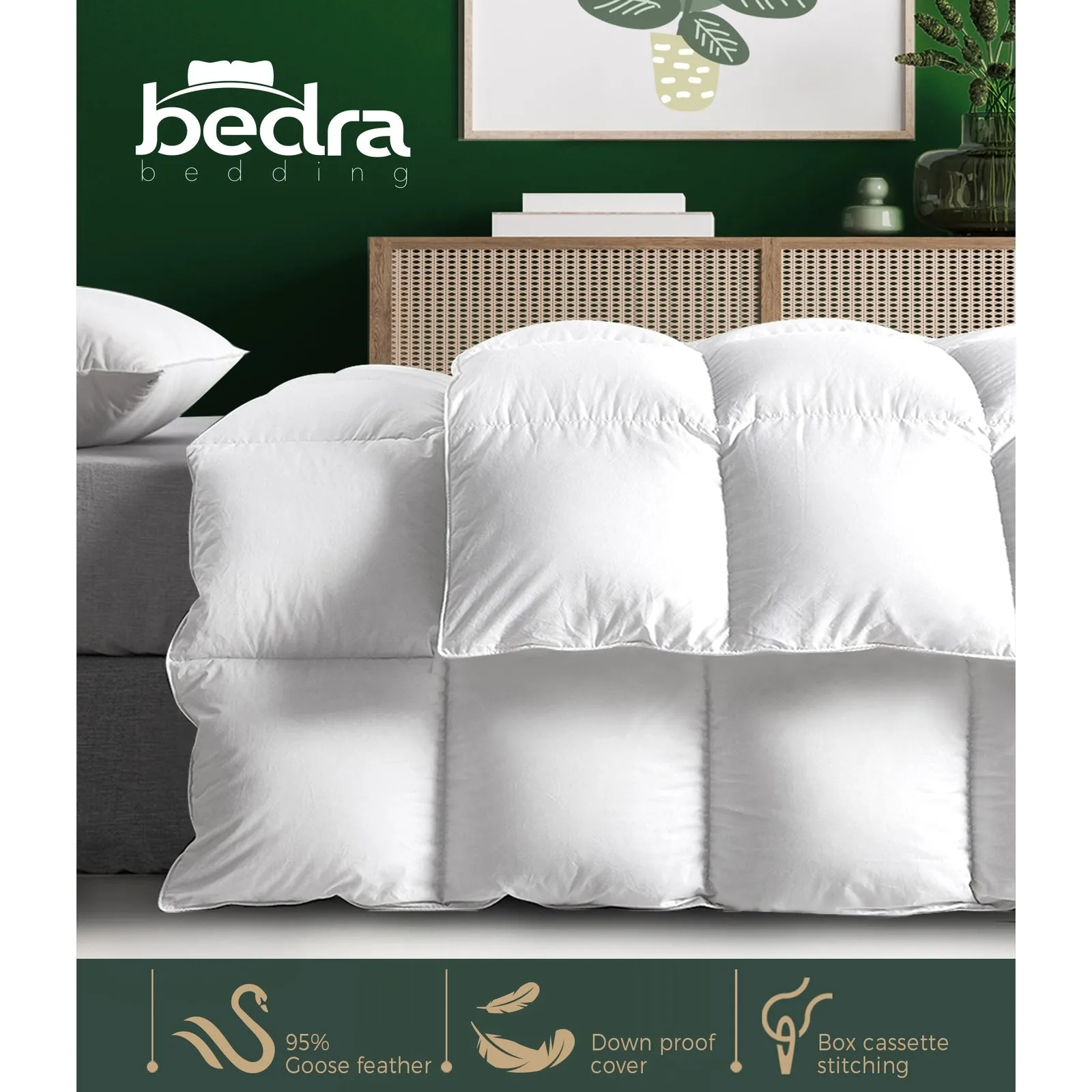 Bedra Goose Down Feather Quilt 500GSM Duvet Doona Queen All Season