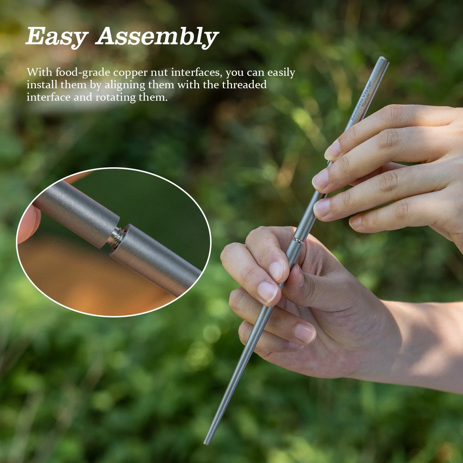 Boundless Voyage Foldable Telescopic Titanium Chopsticks Outdoor Camping Travel Picnic Folding Tableware Cutlery Titanium Camping Utensils