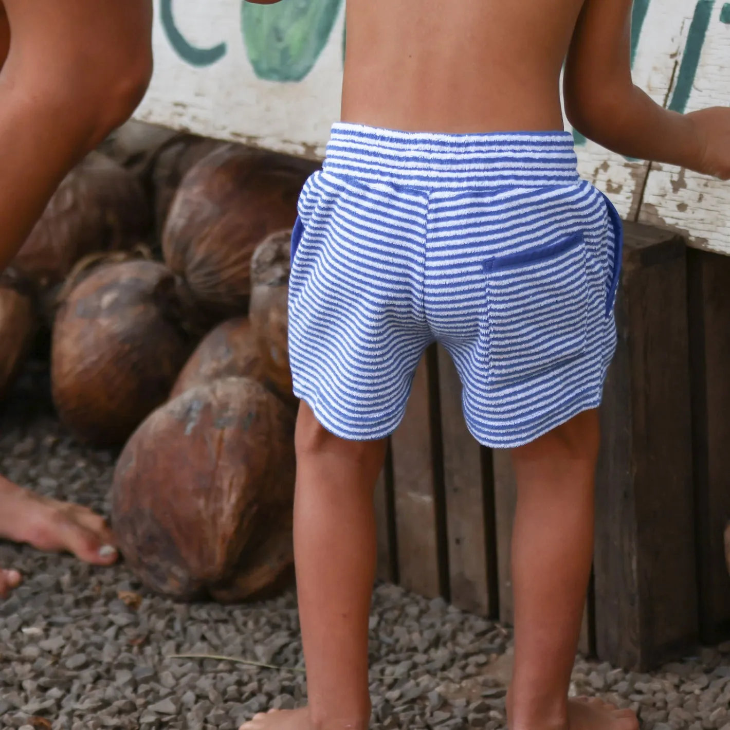 Boys Cobalt Blue Stripe French Terry Short