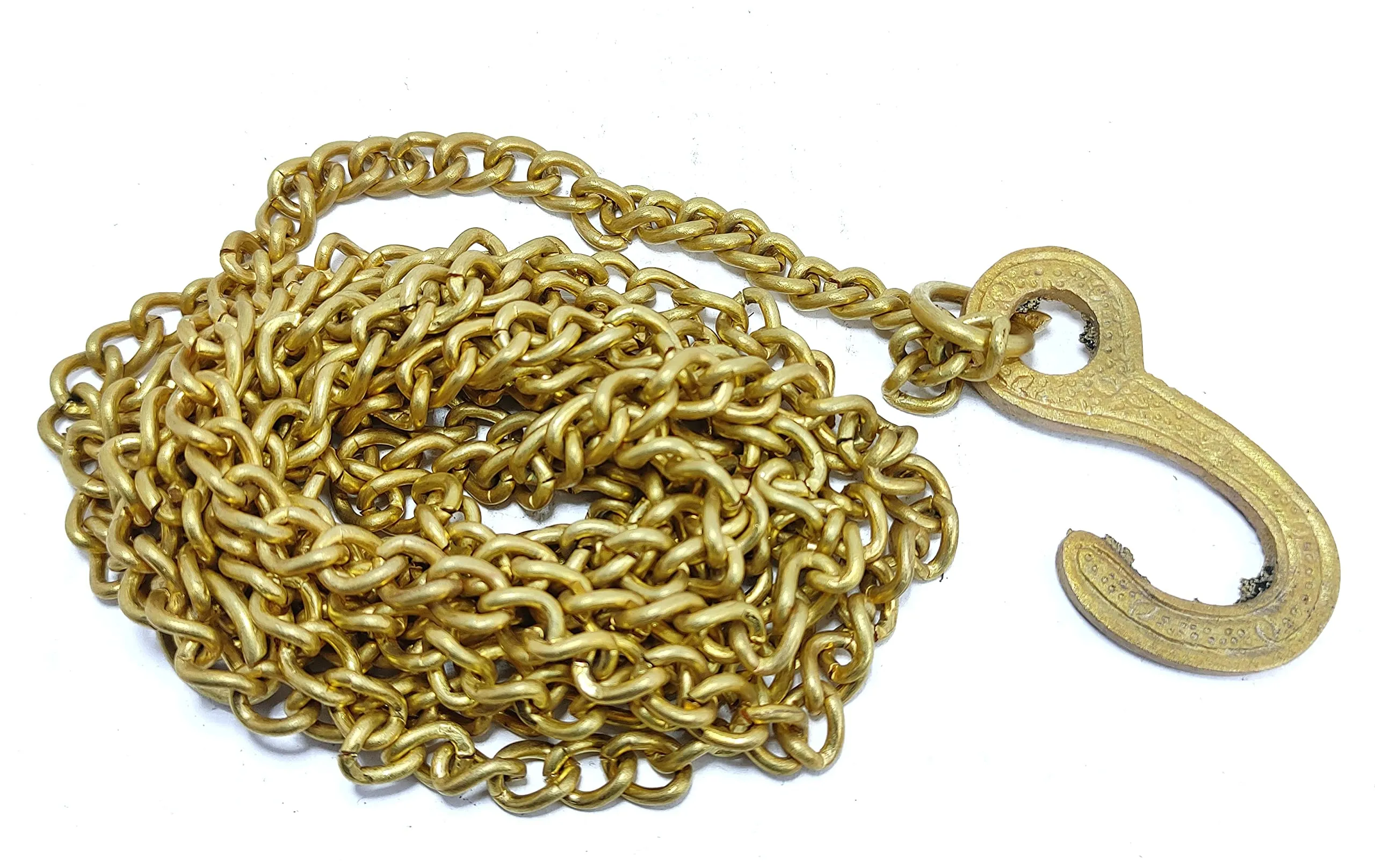 Brass Arcade - 100% Brass Hanging Chain for Bells with Hook | 1 Meters Length | Yellow | Pack of 1