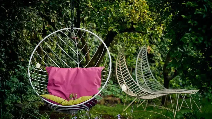 Bubble Chair with Emerald Velvet Cushions