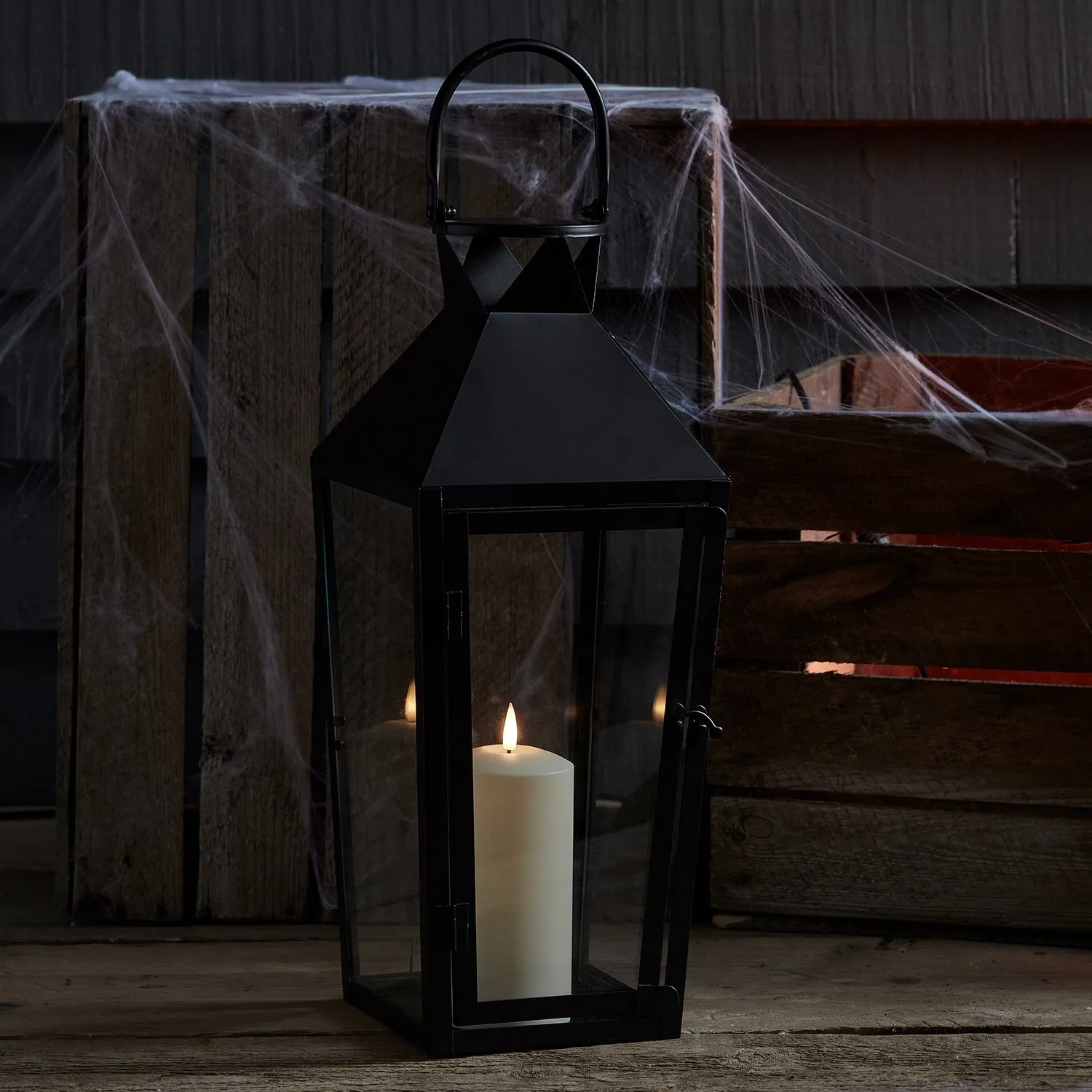 Cairns Medium Black Garden Lantern with TruGlow® Candle