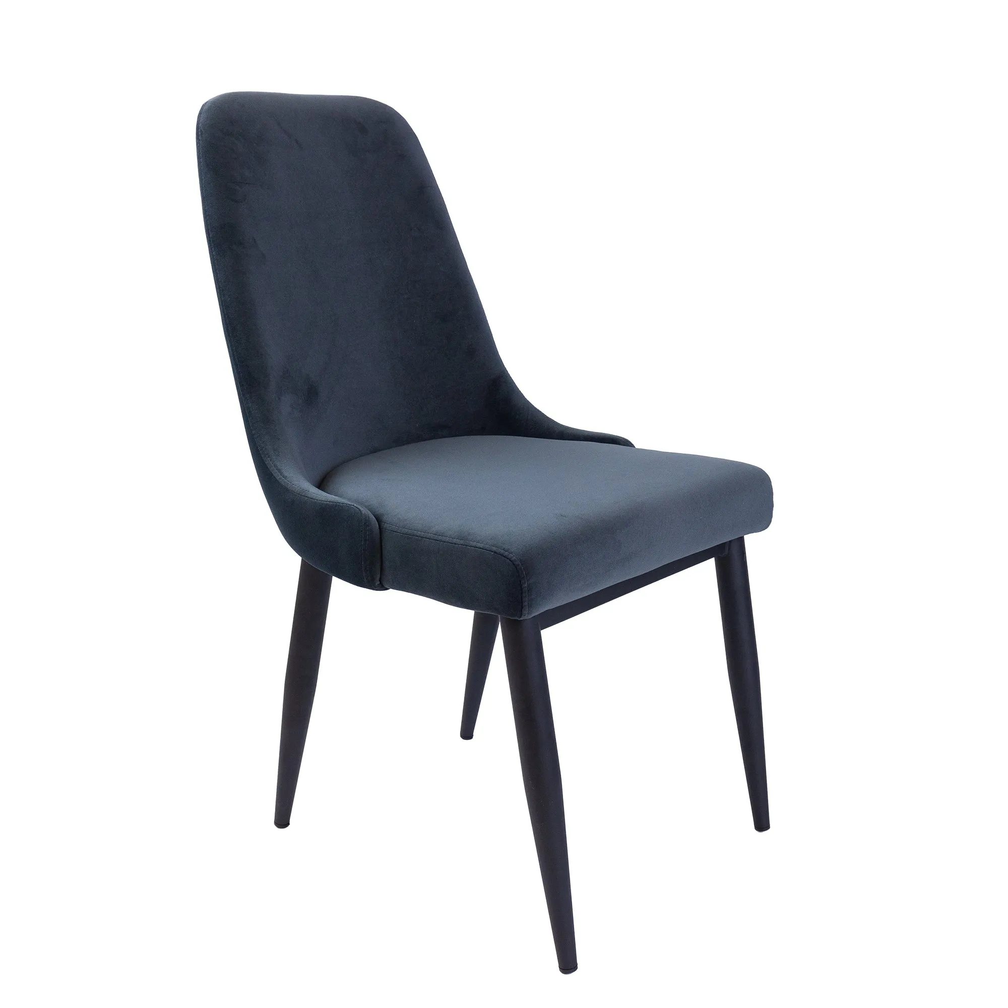 Charcoal Velvet Upholstered Dining Chair Set with Metal Frame - 4 pcs