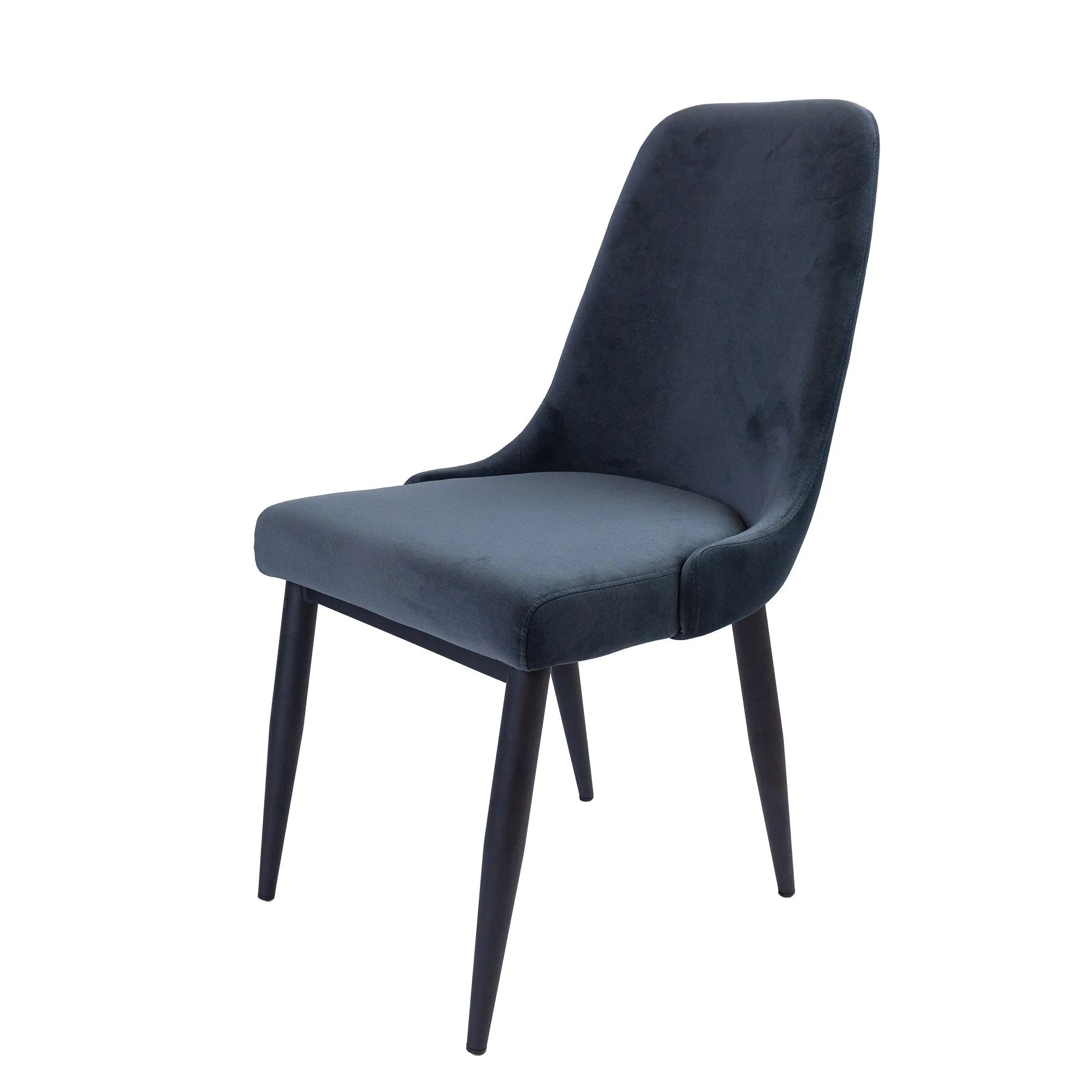 Charcoal Velvet Upholstered Dining Chair Set with Metal Frame - 4 pcs