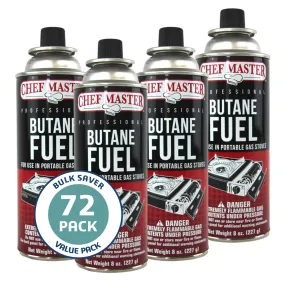 Chef Master #BF-1010 | Pack of 72 Butane Fuel Cylinders| 8oz Butane Canisters