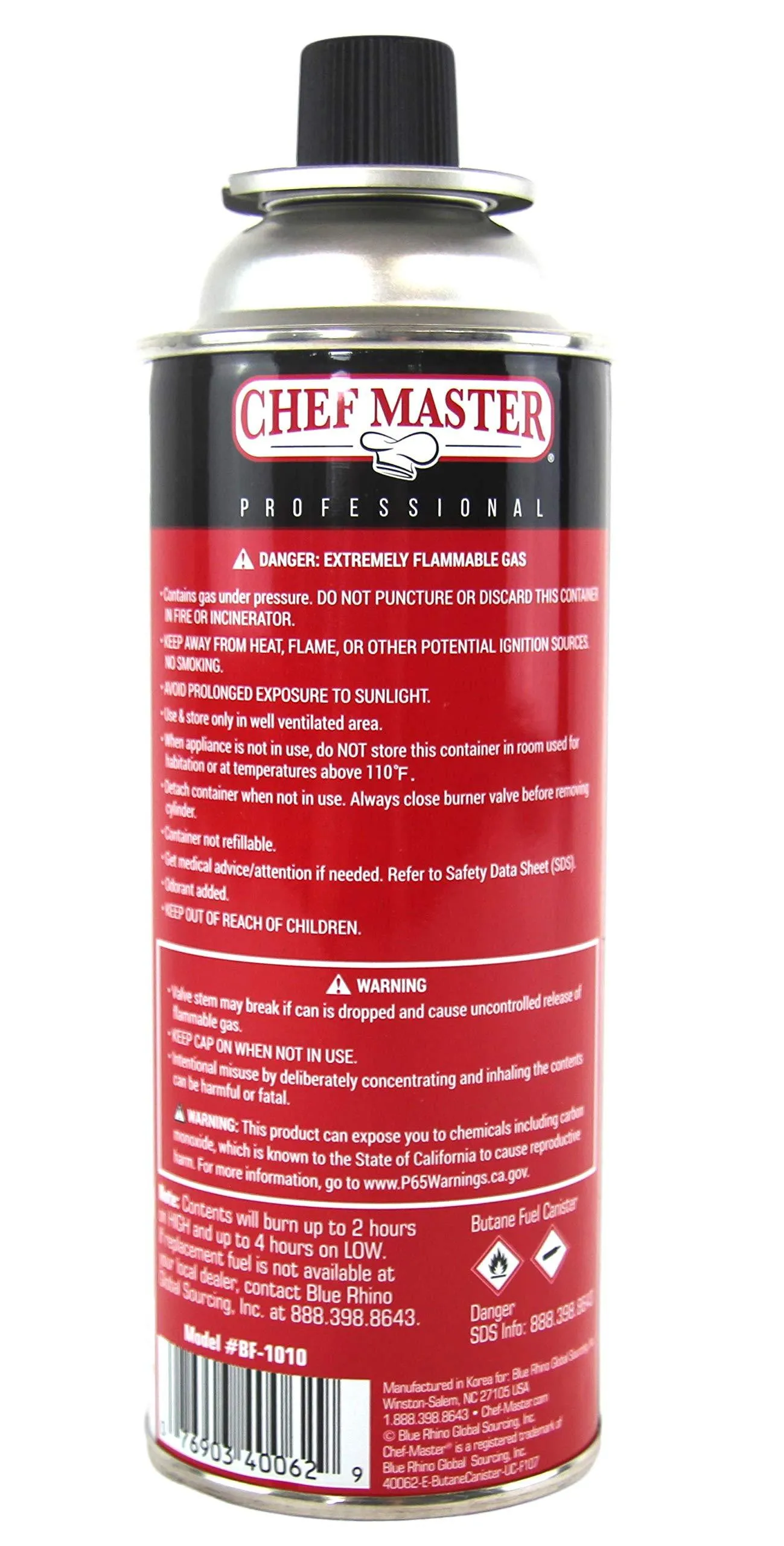 Chef Master #BF-1010 | Pack of 72 Butane Fuel Cylinders| 8oz Butane Canisters