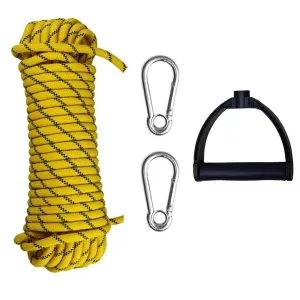 classic Water Skiing Rope with Handle Stainless Steel Carabiner Buckle 4m Nylon Tow Rope Sled Cart Pull Rope for Wakeboard Kneeboard Snowboard Equipment