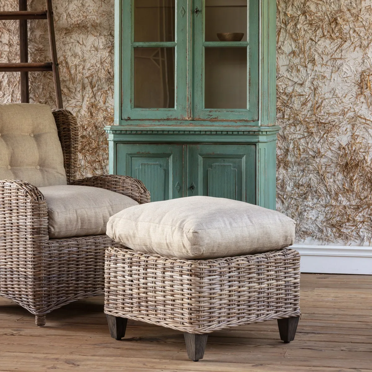 Cottage Rattan Ottoman