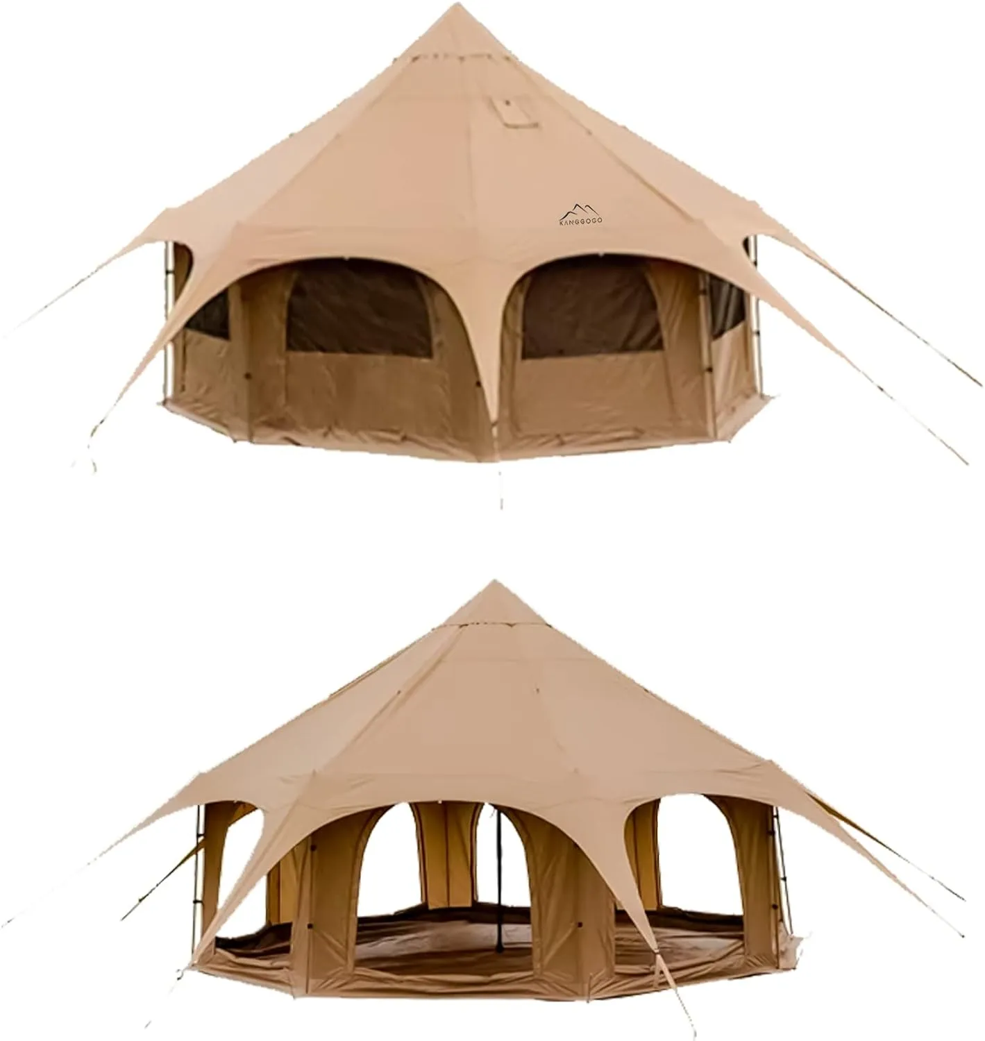 Cotton Canvas Tent Bell - Breathable and Windproof Family Camping Tents Glamping for 6/8/10 Person