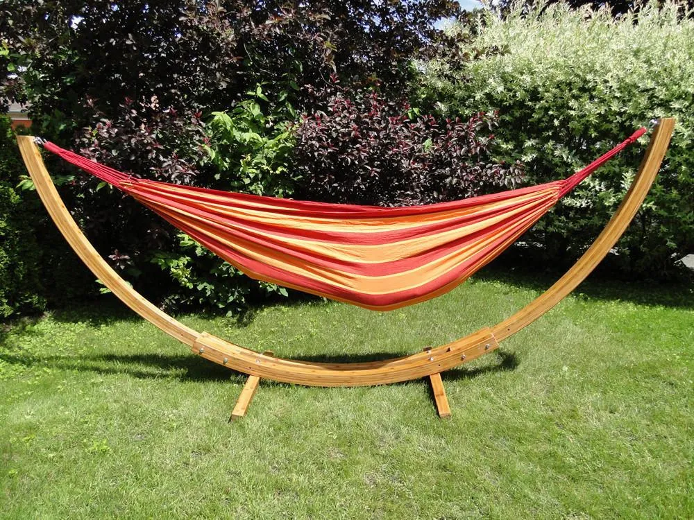 Deluxe Brazilian Style Double Hammock with Bamboo Stand