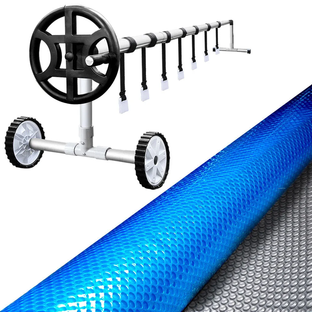 Durable Aluminium Pool Roller & Solar Cover Set 7x4m - Aquabuddy