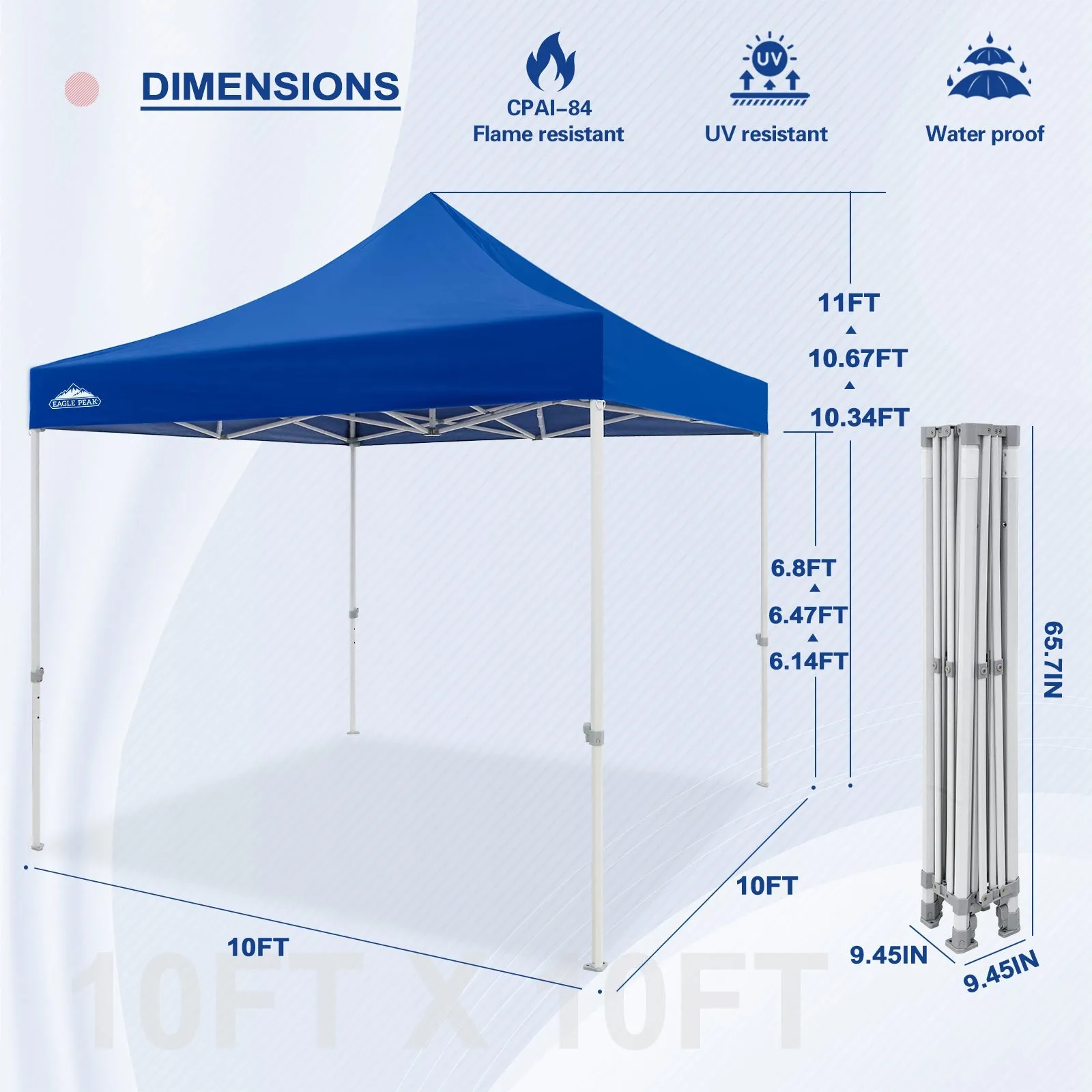 EAGLE PEAK 10x10 Heavy Duty Pop up Commercial Canopy Tent Instant Sun Shelter with Roller Bag, 4 Sandbags, Red / White / Blue / Black