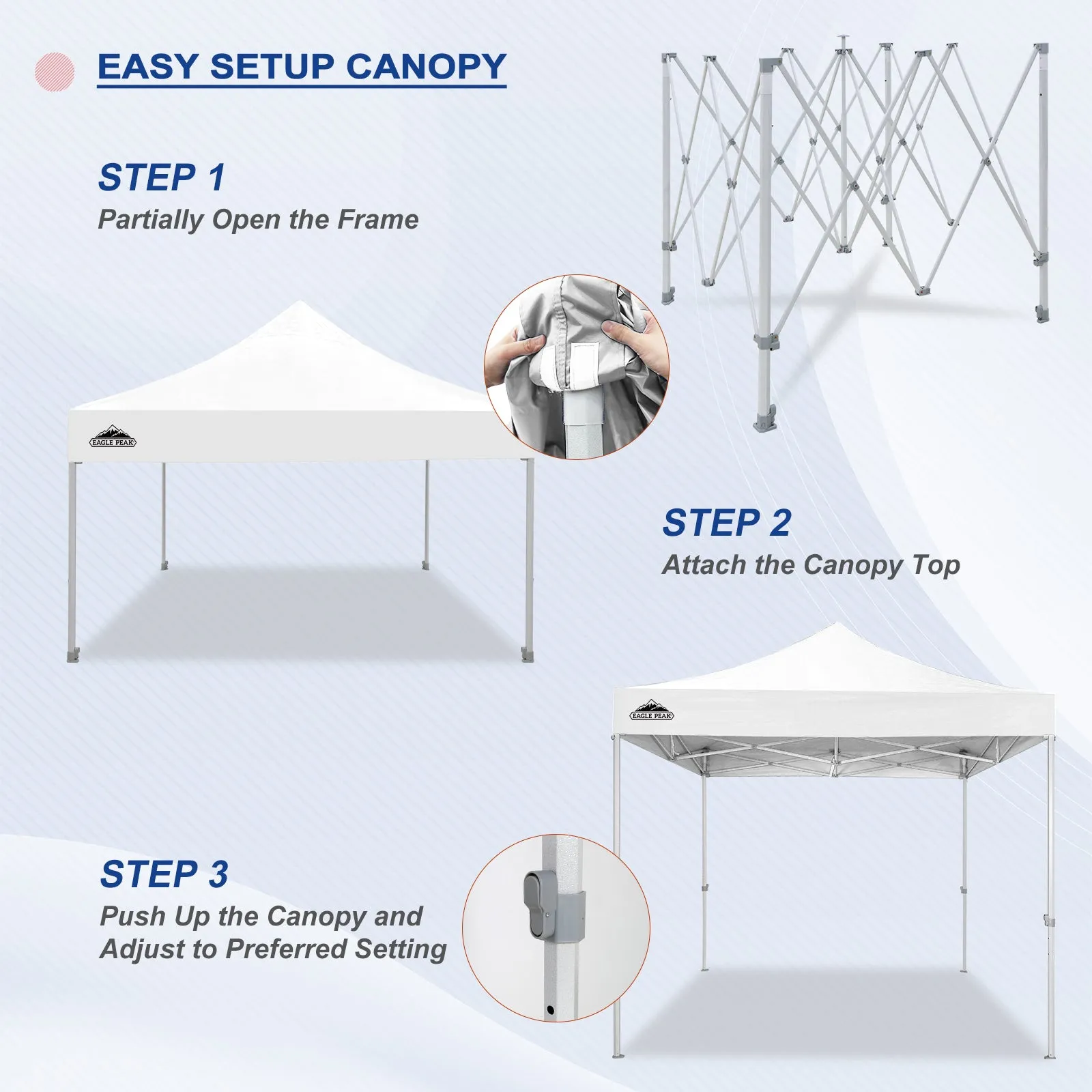 EAGLE PEAK 10x10 Heavy Duty Pop up Commercial Canopy Tent Instant Sun Shelter with Roller Bag, 4 Sandbags, Red / White / Blue / Black