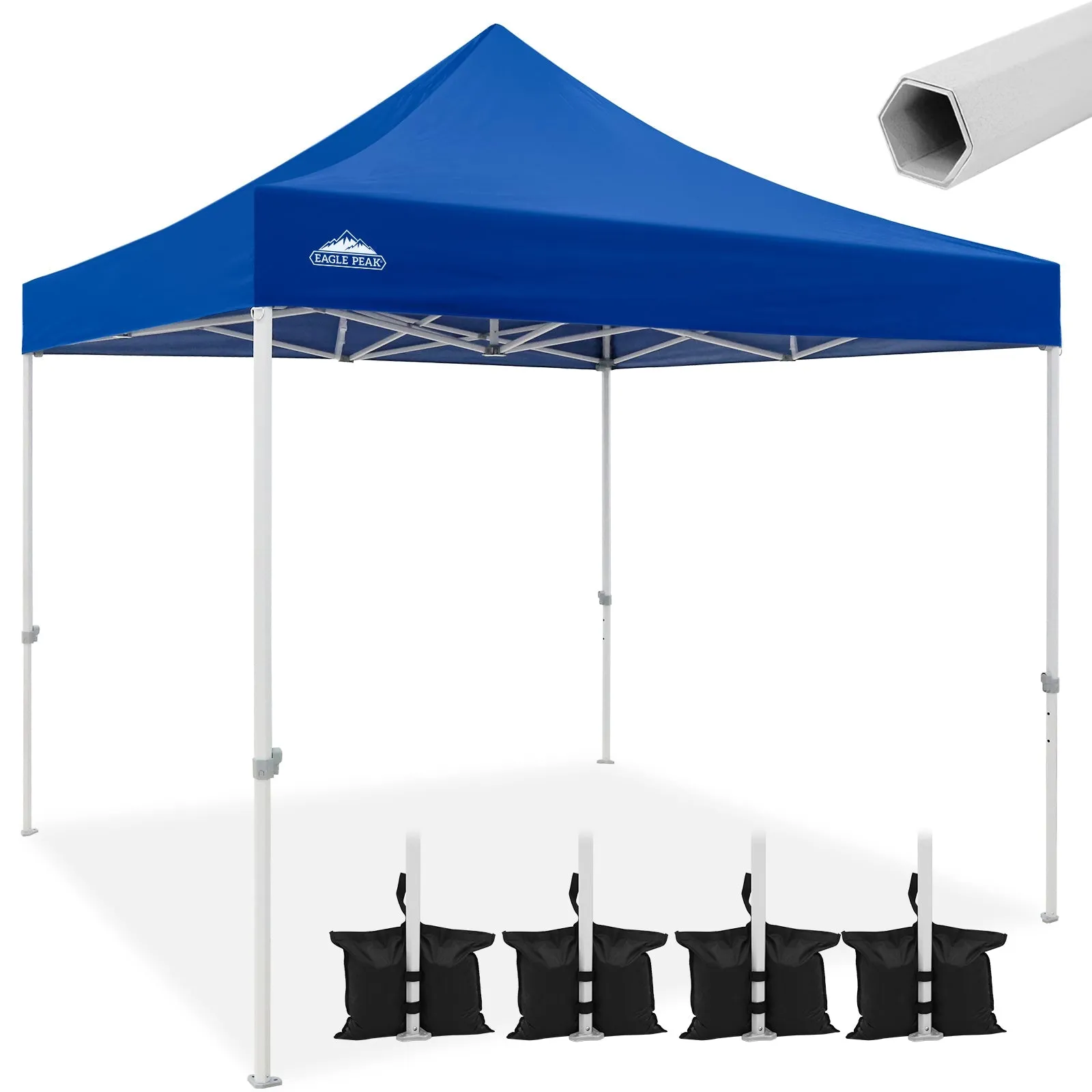 EAGLE PEAK 10x10 Heavy Duty Pop up Commercial Canopy Tent Instant Sun Shelter with Roller Bag, 4 Sandbags, Red / White / Blue / Black