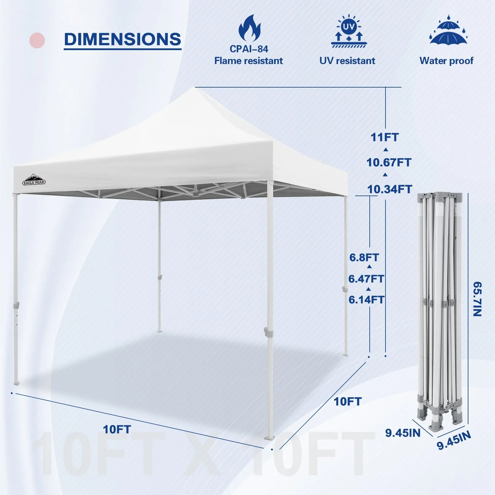 EAGLE PEAK 10x10 Heavy Duty Pop up Commercial Canopy Tent Instant Sun Shelter with Roller Bag, 4 Sandbags, Red / White / Blue / Black