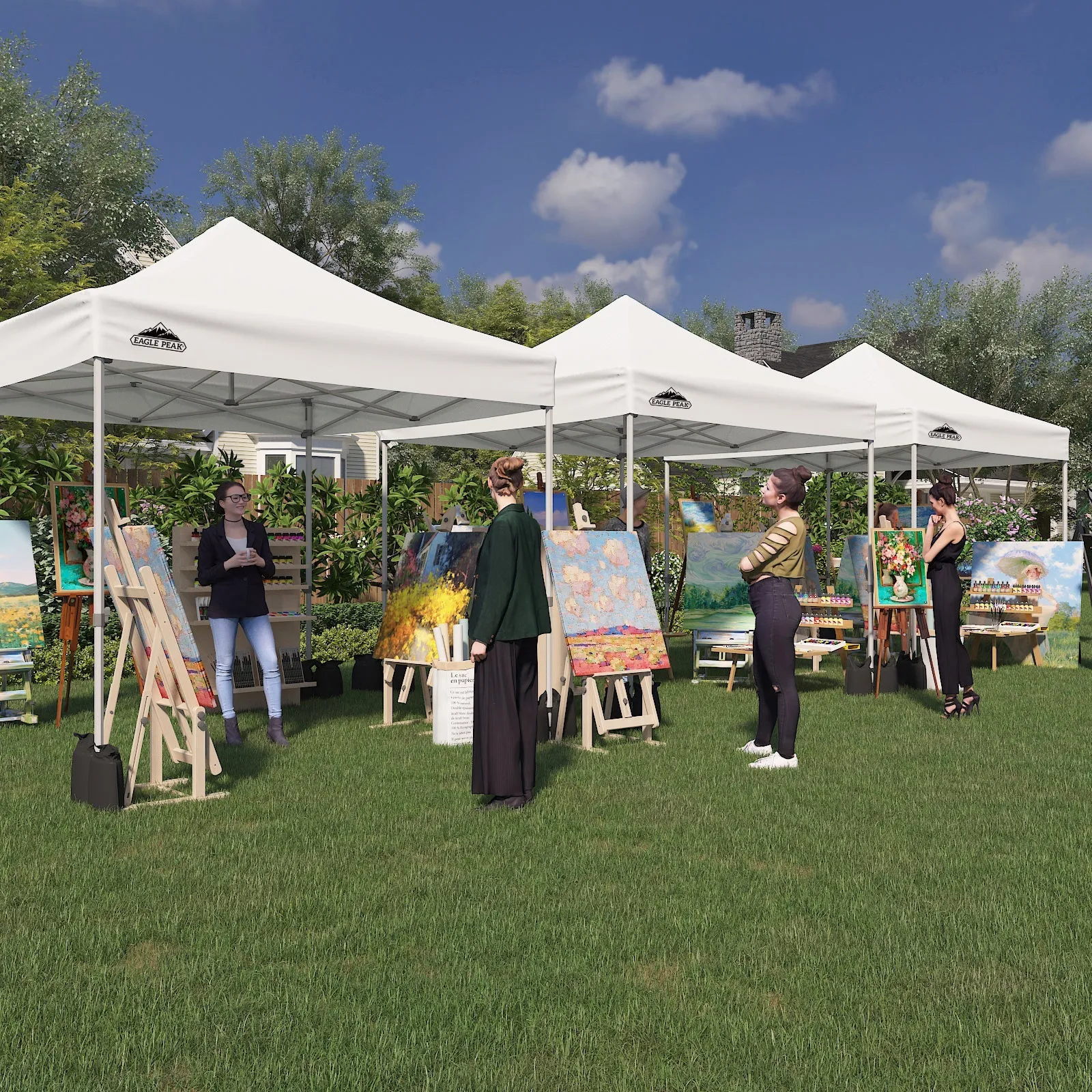 EAGLE PEAK 10x10 Heavy Duty Pop up Commercial Canopy Tent Instant Sun Shelter with Roller Bag, 4 Sandbags, Red / White / Blue / Black