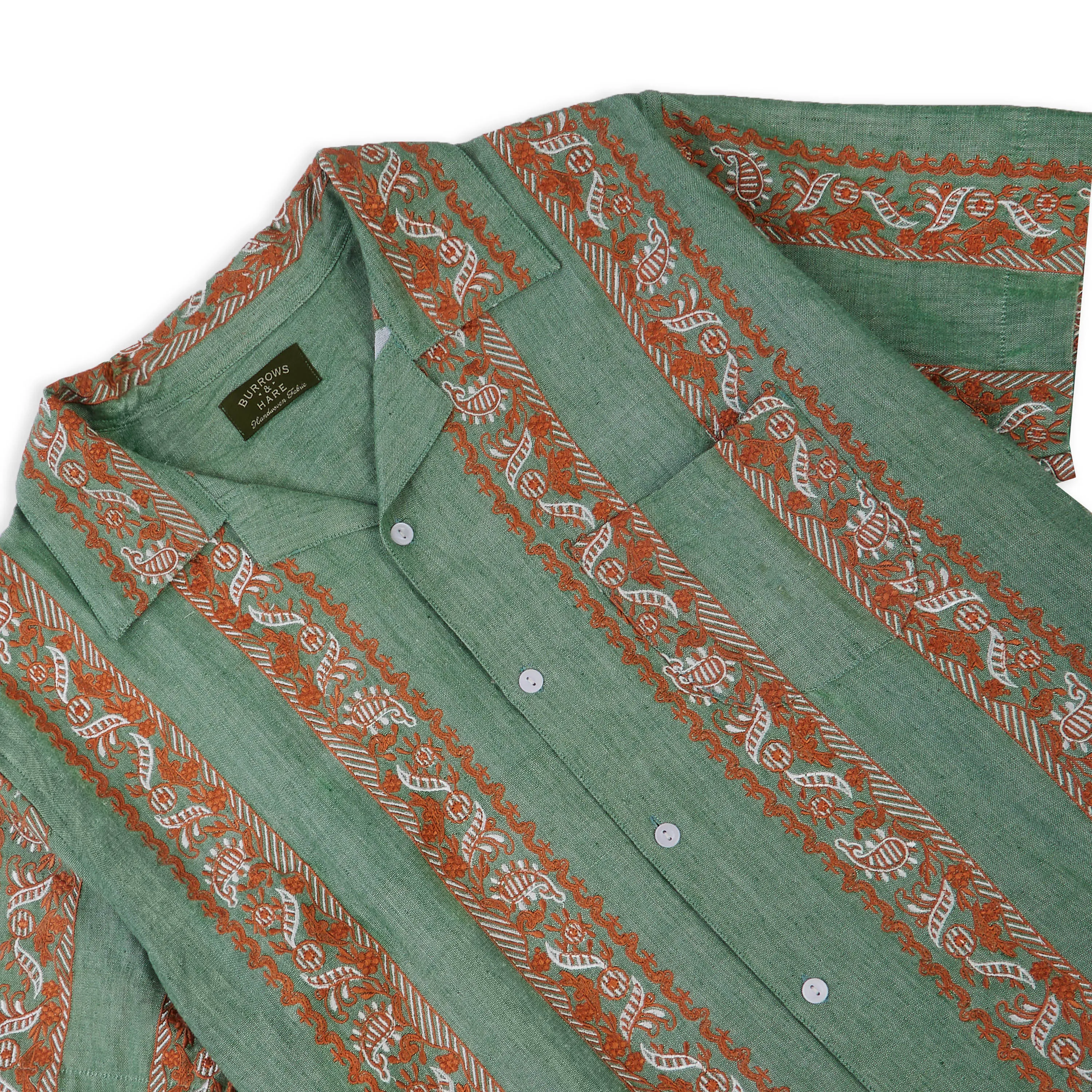 Embroidered Short Sleeve Shirt - Green