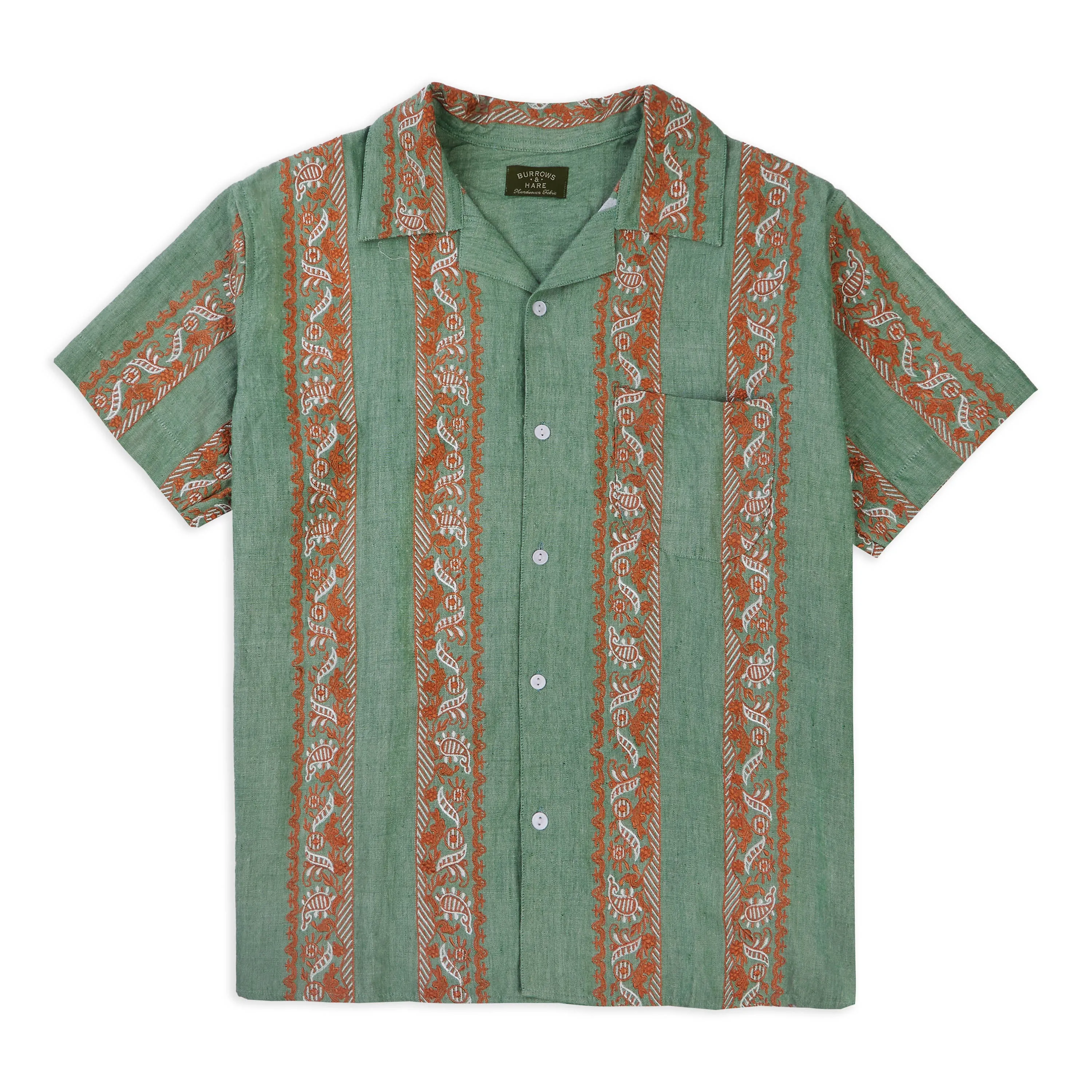 Embroidered Short Sleeve Shirt - Green